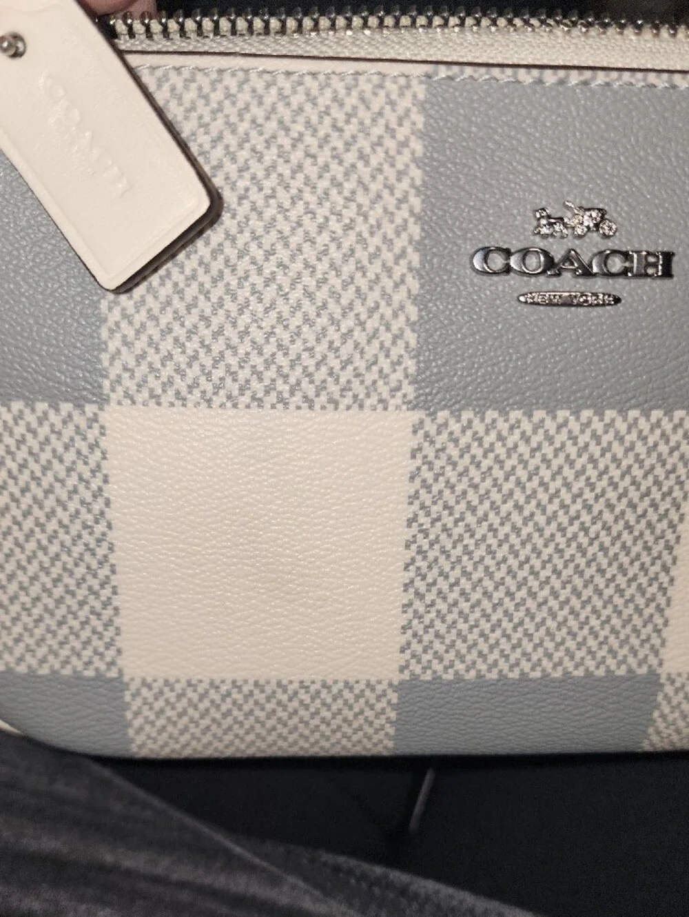 Coach Nolita 19 in Buffalo Plaid Print (Chalk White / Slate Grey) - Style C1583